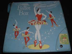 VINTAGE BALLET BOX WITH PAIR OF GIRLS TAP SHOES INSIDE  