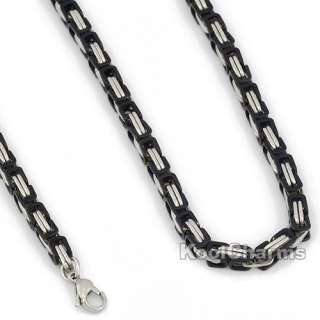Options MENS 5MM Box w/ 2 line Stainless Steel Necklace Bracelet SET 