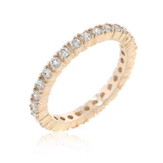 APRIL CLEAR 1.4MM BIRTHSTONE ROSE GOLD PLATED CZ LADY ETERNITY RING 