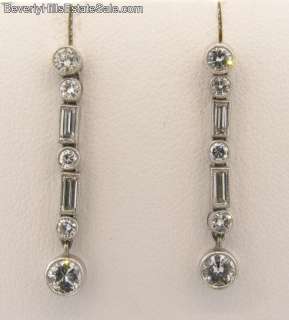 Antique 1.36C Diamonds Plat 18k Art Deco Earrings  