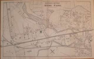 1876 Antique Map South Hyde Park Boston Mass MA Old  