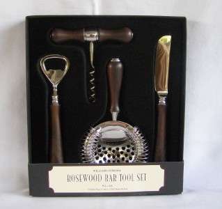 Williams Sonoma Rosewood Handle Bar Tools Set Italy New In Package 