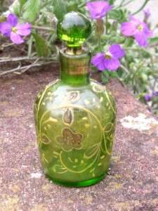 Antique c1880 Bohemian Moser Green Glass Enamelled Miniature Perfume 