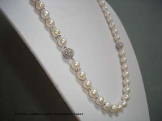 Schmuckset aus Echten Perlen rund weiß 9mm und funkelnden 