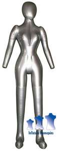 Inflatable Female Mannequin FULL SIZE Head/Arms SILVER  