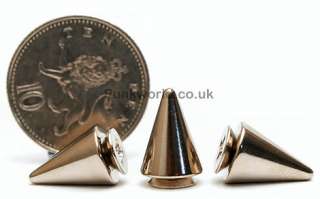 12.7mm METAL CONE SPIKES PUNK STUDS 10pc FREE POST  