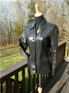 Ann Taylor Classic Black Leather Blazer, Size 8  