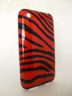 IPHONE 3G 3GS PLASTIC HARD CASE RED BLACK TIGER LINES  