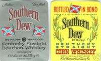 DIXIE Confederate Flags SOUTHERN DEW Whiskey Labels  
