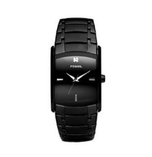   Stainless Steel Dlack Dial Dress Watch with Black Fossil Clothing