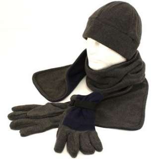 Mens Winter Fleece Beanie Skull Hat Scarf Gloves Ski Snow Gift Set 