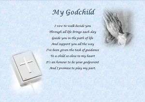 GODCHILD   personalised poem (laminated gift)  