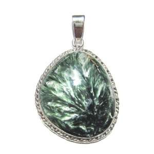  Genuine Seraphinite and Sterling Silver Medium Free shaped 