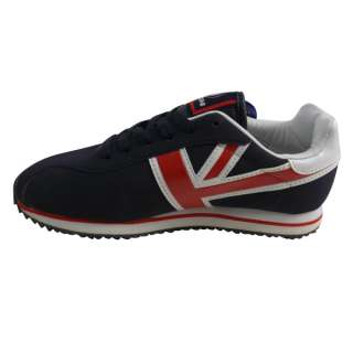 Boys Ikon Navy Red White Leather Union Jack Trainers Casual Mod Shoes 