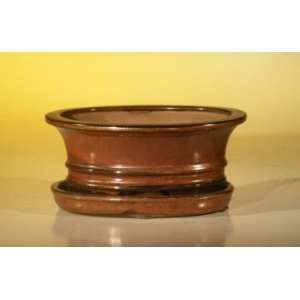  Ceramic Bonsai Pot with Attached Humidity/Drip tray  Oval 