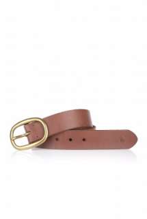 Polo Ralph Lauren  Tan Leather Oval Buckle Belt by Polo Ralph Lauren