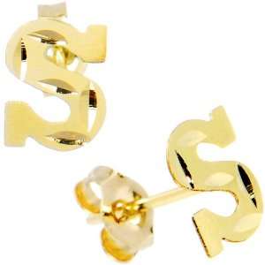  14K Yellow Gold Initial S Stud Earrings Jewelry