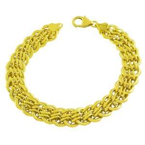 18 Karat Yellow Gold over Sterling Silver Designer Link Bracelet (7.5 