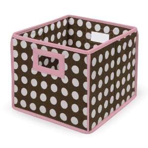  Folding Basket/Storage Cube   PINK TRIM/BROWN POLKA DOT 