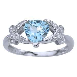    14k White Gold, Blue Topaz, Diamond Ring (1.55 ctw) Jewelry