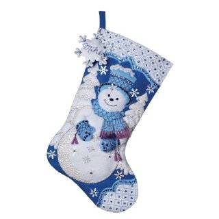 Bucilla 18-inch Christmas Stocking Felt Applique Kit, Woodland Snowman