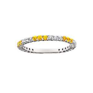   Gold .30tdw Diamond and Yellow Sapphire Anniversary Ring Jewelry
