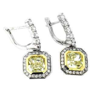    Diamond Drop Earrings 3.46CTW 18K White/Yellow Gold Jewelry