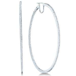 Double Sided Front and Back Micro Pave Set Round Diamond Hoop Earrings 