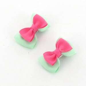  Pink and Green / Toddler/Girl/Teenager Double Colour Bow 