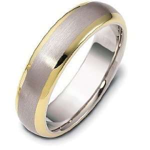   6mm 18 Karat Titanium & Yellow Gold Wedding Band Ring   6.25 Jewelry