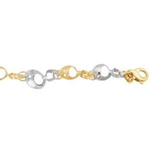   14K Two Tone Gold Twisted Figure Eight Hammered Link Bracelet Jewelry