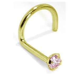   0mm Pink Diamond   Solid 14KT Yellow Gold Nose Twist / Screw Jewelry