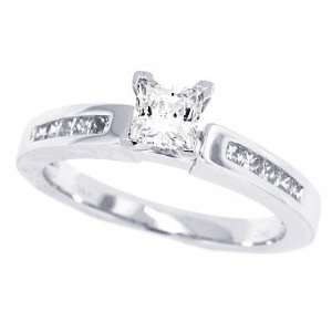 24ctTW Channel Set Princess Cut Diamond Engagement Wedding Ring with 