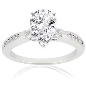  1.25 Pear Shaped Diamond Engagement Ring Channel Set CUT 