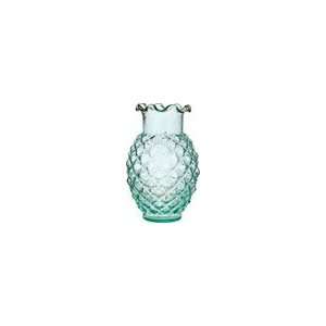    Vintage Green Glass Vase (ruffled pineapple design)