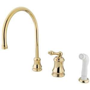   Handle Widespread Kitchen Faucet With Plastic Side Spray   Polished B