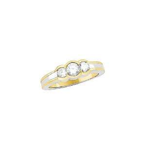  Diamond 3 Stone Engagement Ring Two Tone 14K Gold Jewelry