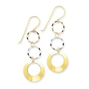  14k Gold Tri Color Faceted Circle Earrings Jewelry