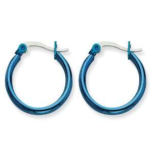  Stainless Steel Blue 19mm Hoop Earrings Jewelry