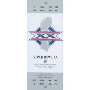 Collectible Phone Card 10m Super Bowl XX Ticket Repl. Chicago Bears 