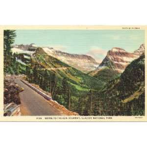 1940s Vintage Postcard Sun Highway   Glacier National Park   Montana