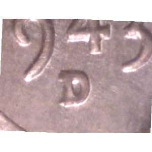  Uncirculated 1943 D/D Lincoln Penny    Repunched Mintmark 