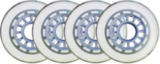 Clear / Silver Inline Skate Wheels 80mm 81a 4 Pack  
