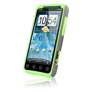 For HTC Evo 3D Naztech Vertex 3 Layer Case Cover Green Gelskin Screen 