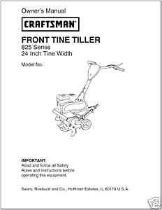 Craftsman Tiller / Cultivator Operation Manual  