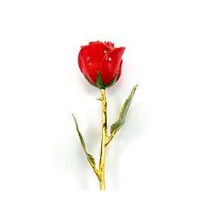   FLOWER Natural Red Rose 12in Stem Gold Plated Patio, Lawn & Garden