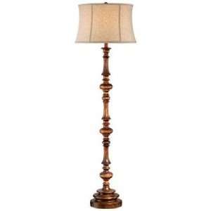  Walnut Turned Column Wood Floor Lamp