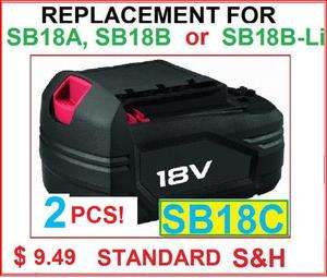 TWO New Skil 18 Volt Battery SB18C Repls SB18A SB18B SB18B Li for 