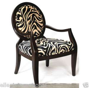 Black Zebra Print Accent Chair Mahogany Hand Finish NEW  