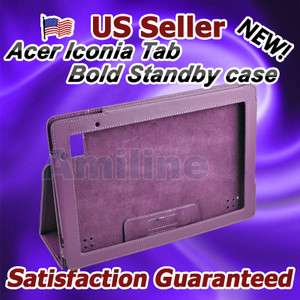 Acer Iconia Tab A500 Folio Leather Case Cover Stand DB Purple  